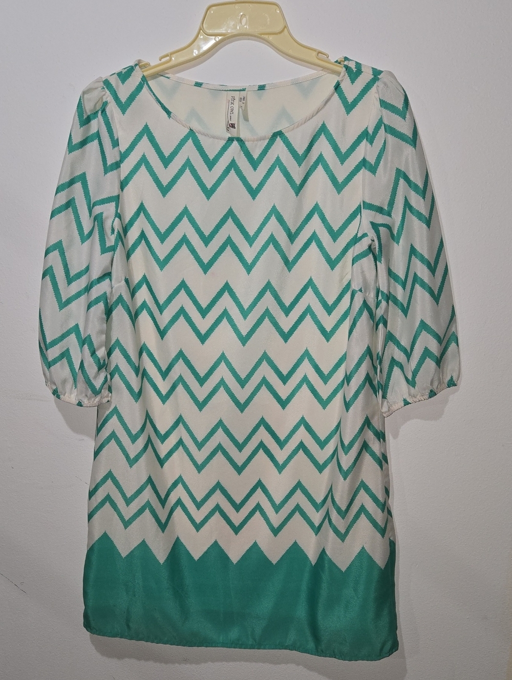 Pink Owl Teal and White Chevron Mini Dress
